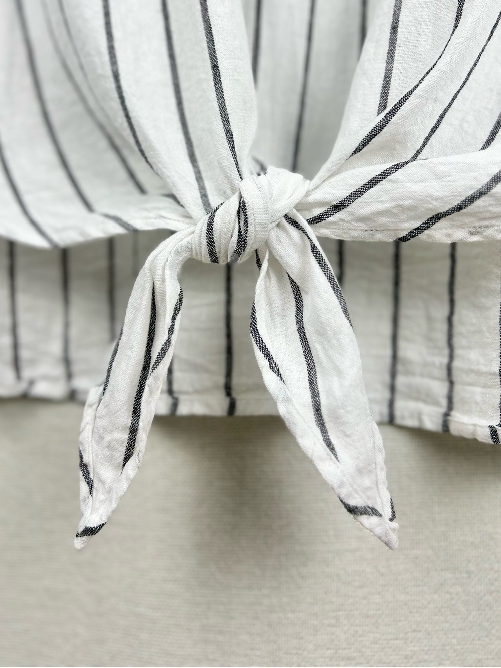 Lucky Brand Linen Blend Striped Tie Front Blouse Medium - Picture 5 of 9